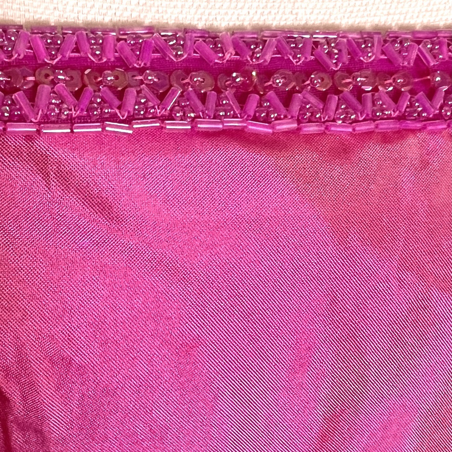 Vtg 90s Y2K Blonde Nites Pink Satin Beaded Slip Maxi Dress XS/S Stains Cleaning