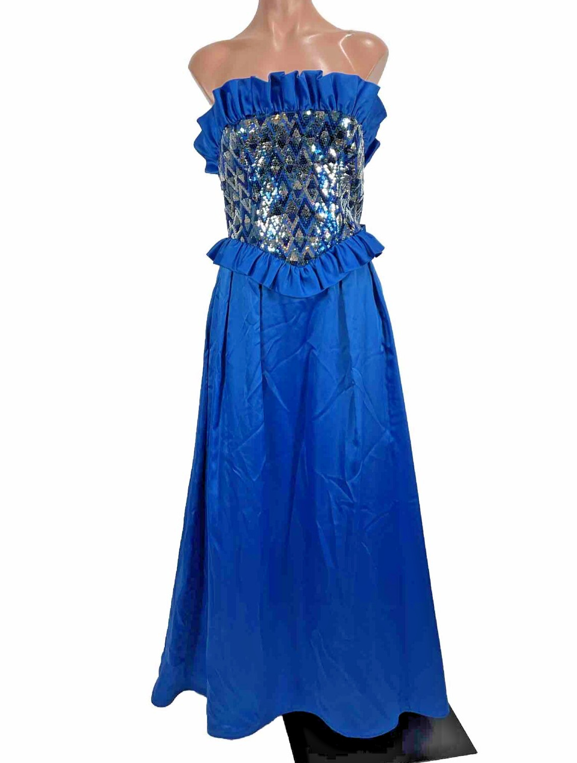 Vintage 80s VICTOR COSTA Sakowitz Crisp TAFFETA Sequin Ball GOWN Formal Dress 4