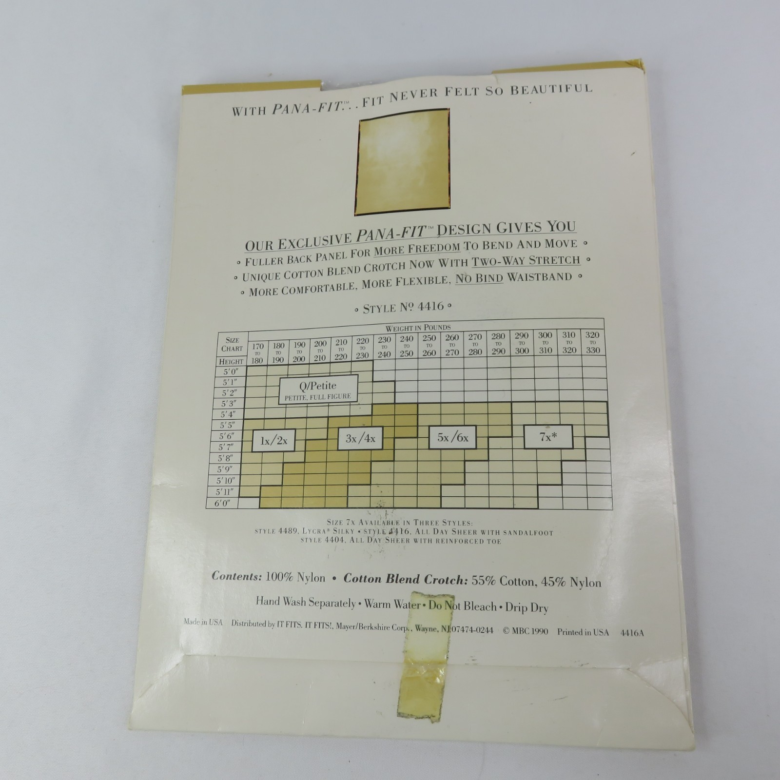 Vintage Berkshire It Fits All Day Sheer Pantyhose Size 1x-2x Fantasy Black NOS