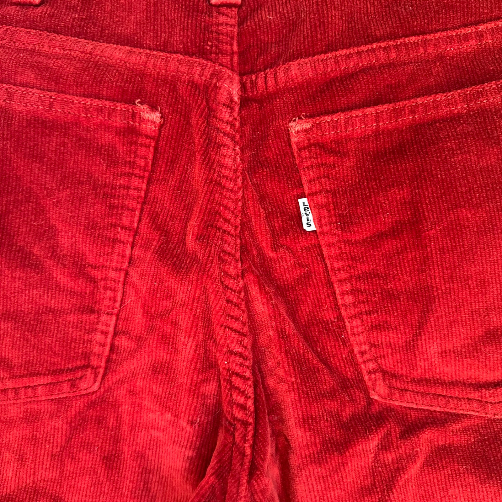 Rare Vintage Levis 1972 Red Corduroy Flares 646 White Tab 31 Waist