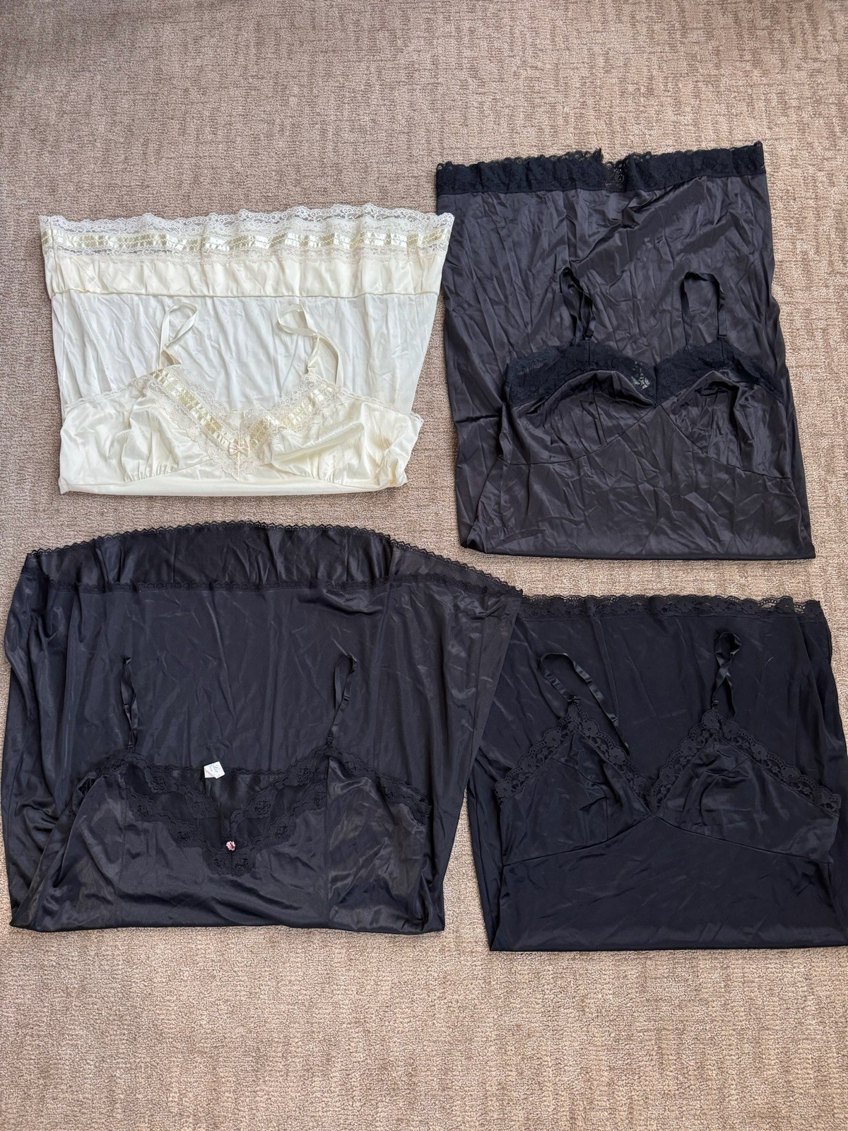 VTG Lot Of 4 USA Satin Lace Slips Nightgown XL Perfectform Mel Lin Movie Star