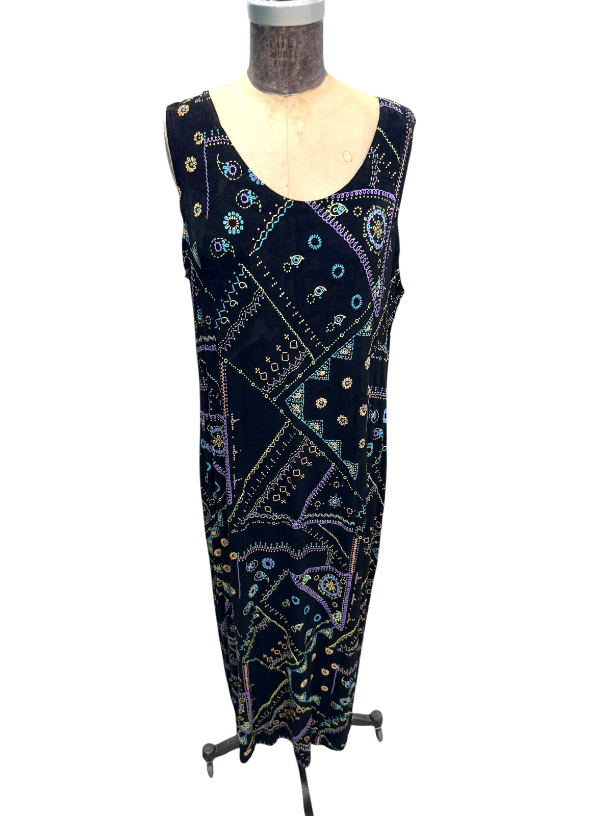 Vikki Vi California Multi Colored Ethnic Pattern Classic Tank Dress Size 1X