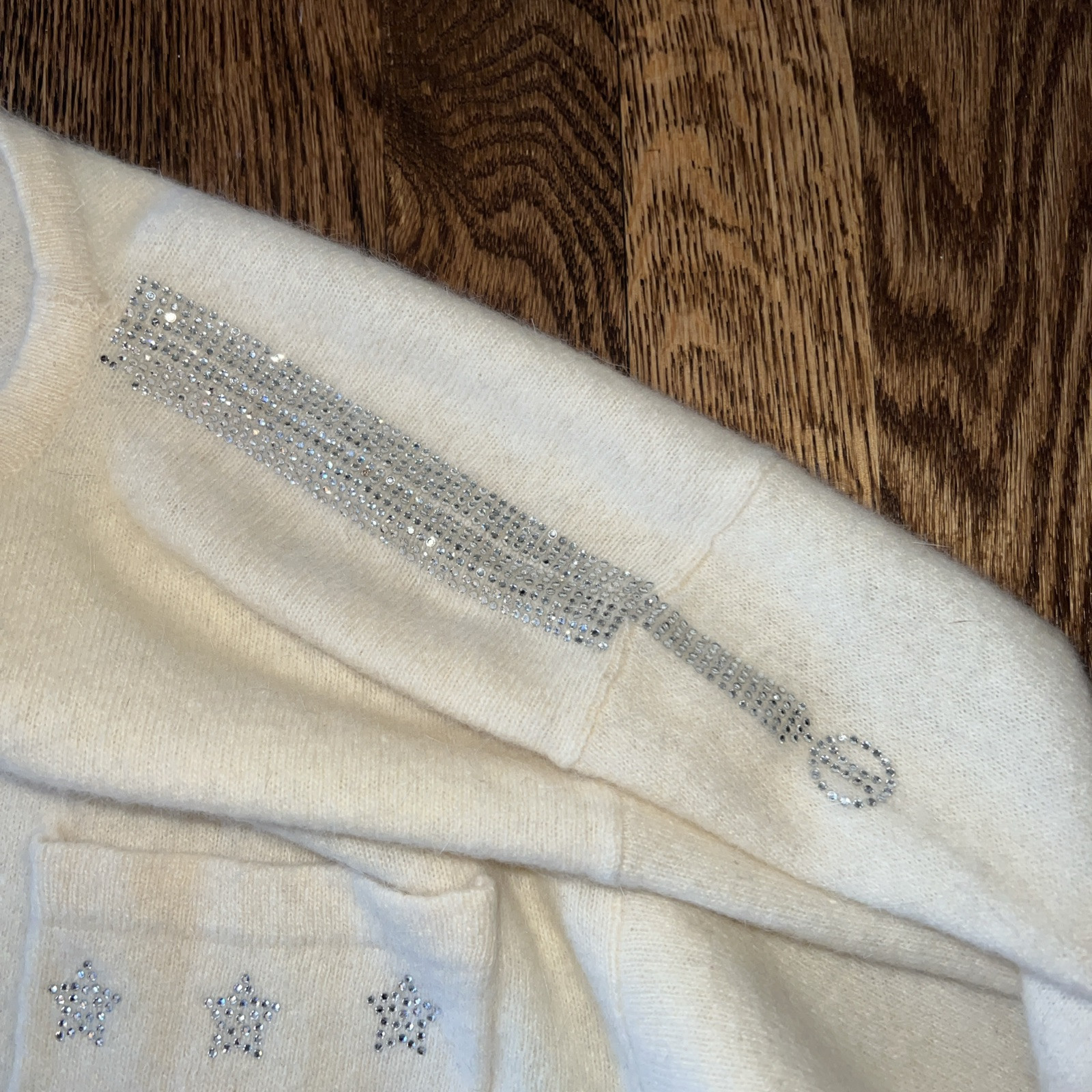 VINTAGE MIRRORS OF KRIZIA IVORY LAMBSWOOL BLEND SWEATER size S