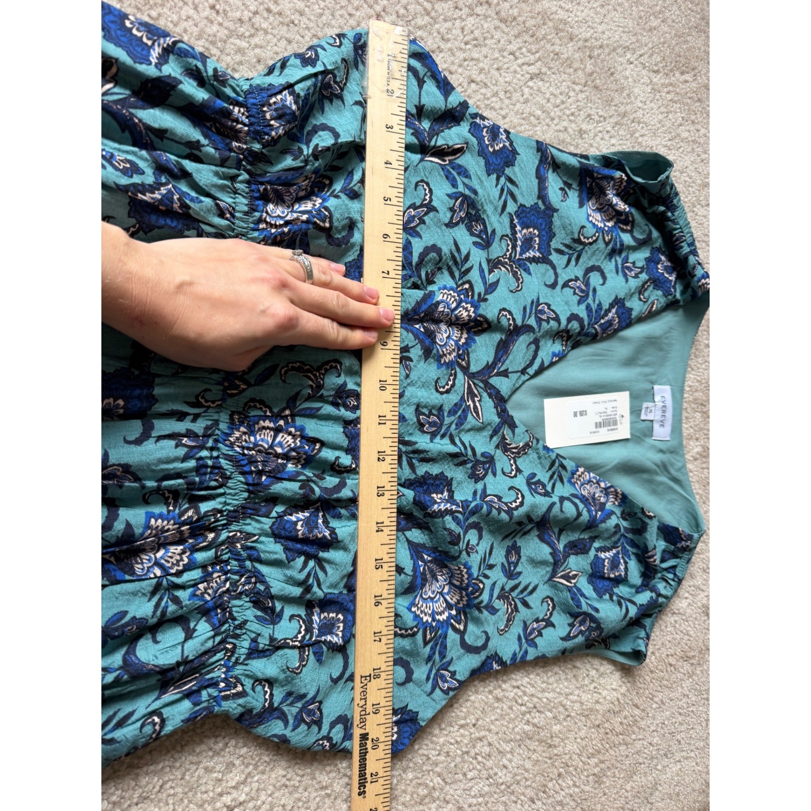 Evereve Mini Dress Georgia NEW Sleeveless Floral Blue Teal Multi XL