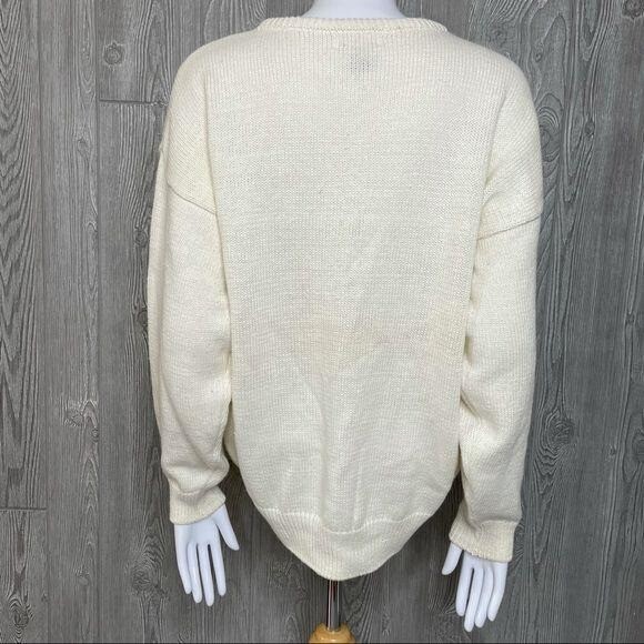 Vintage knit Hana lee sweater “ feather “ moira rose retro 80s shirt med