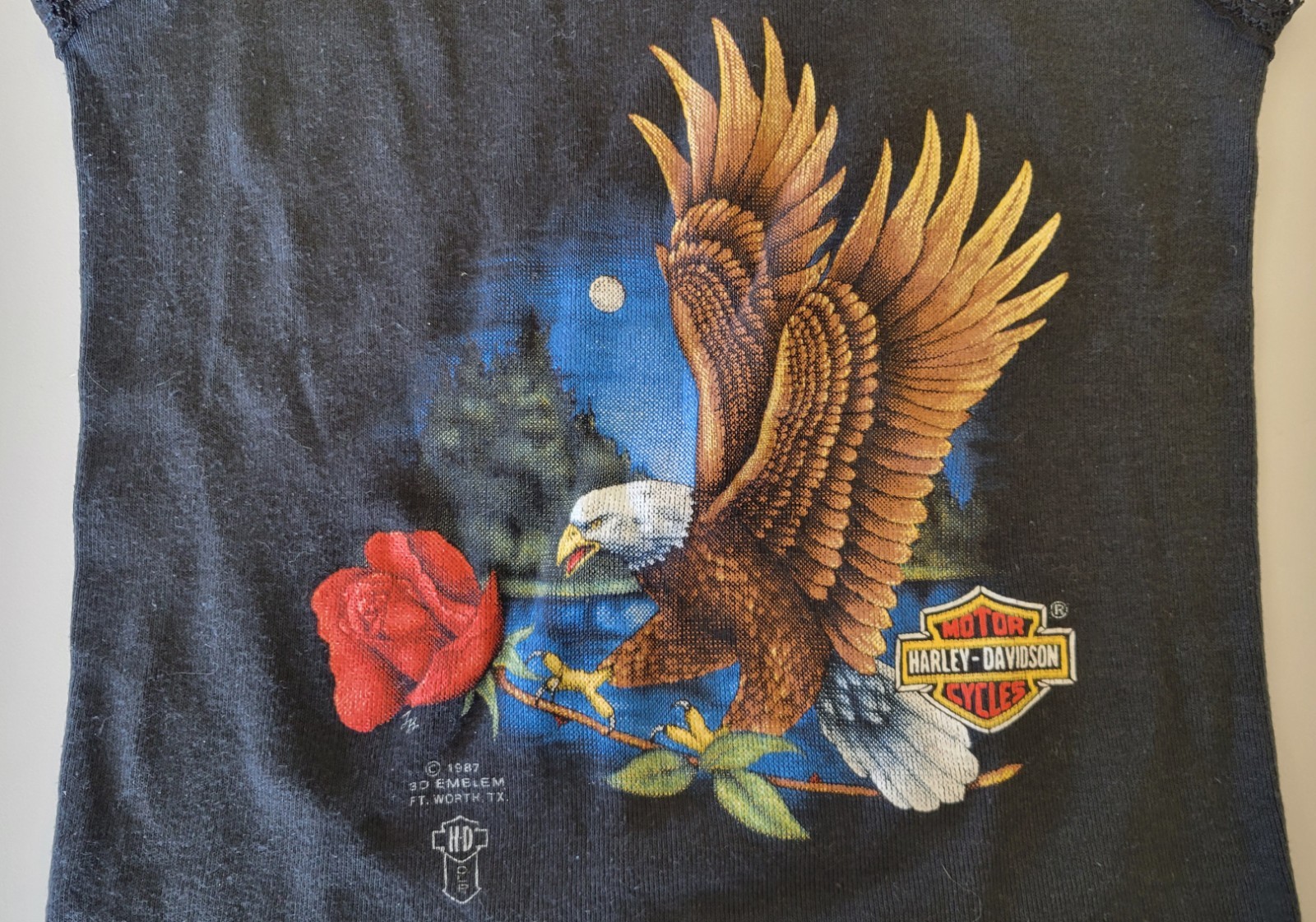 1988 Sturgis Motorcycle Rally Harley Davidson 3D Eagle Womens Vintage Tank Shirt
