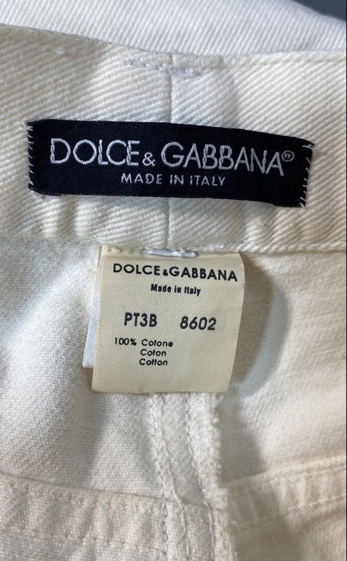 Vintage Y2K Dolce & Gabbana Women’s Beige Raw Hem Frayed Jeans Made Italy Sz 28