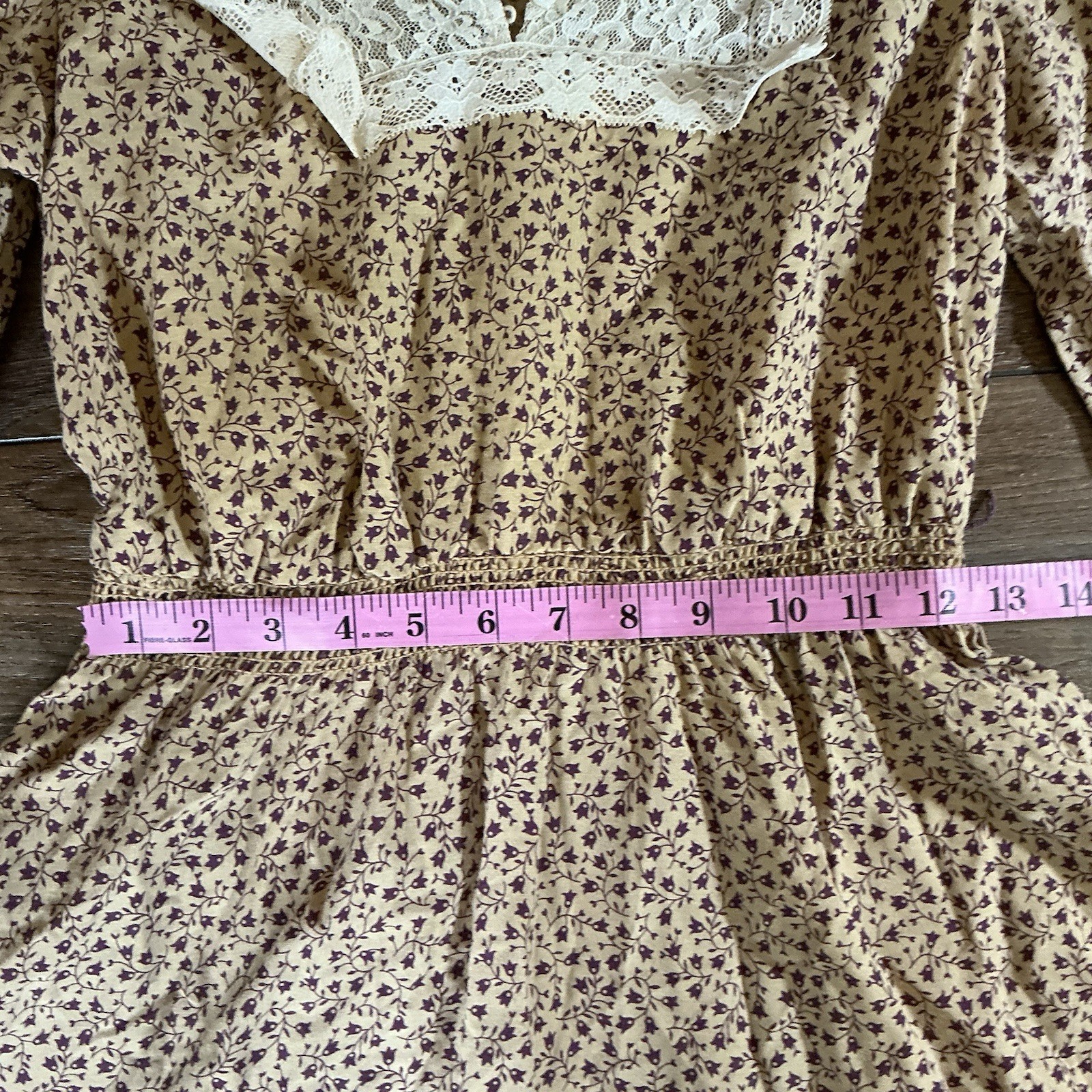 VTG 80s Candi Jones Prairie Dress Women’s Small Cream Lace Midi Fit Flare #10822