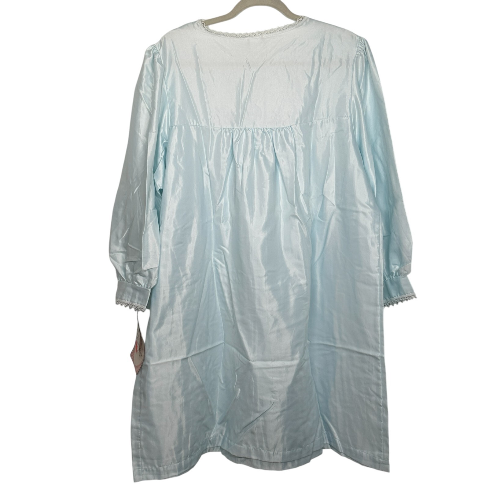 Barbizon Vintage 70s Blue Satin Super Cuddleskin Nightgown Size 1X With TAGS