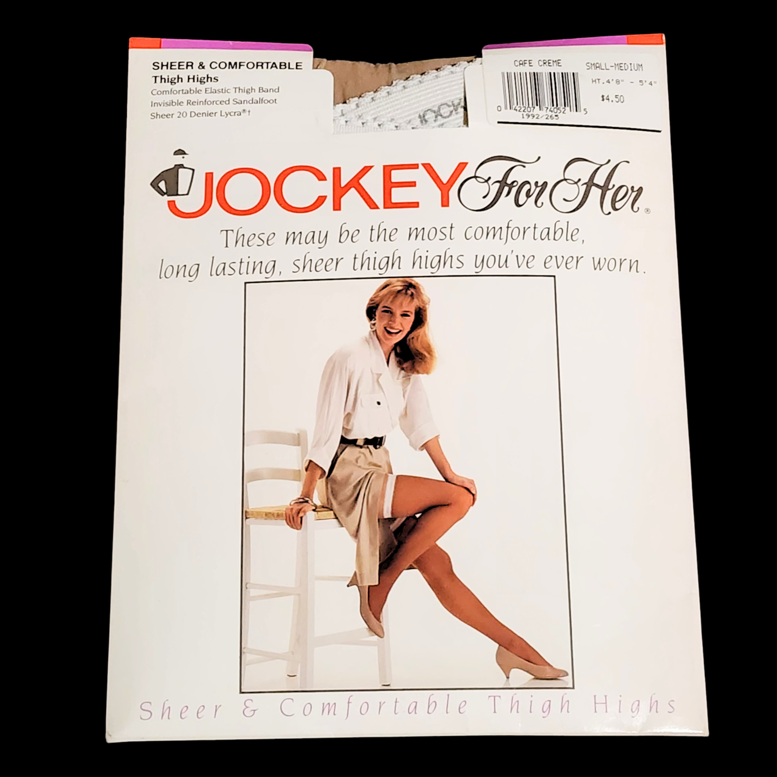 Jockey For Her Thigh High Stockings S/M Cafe Creme Vintage Lingerie NOS