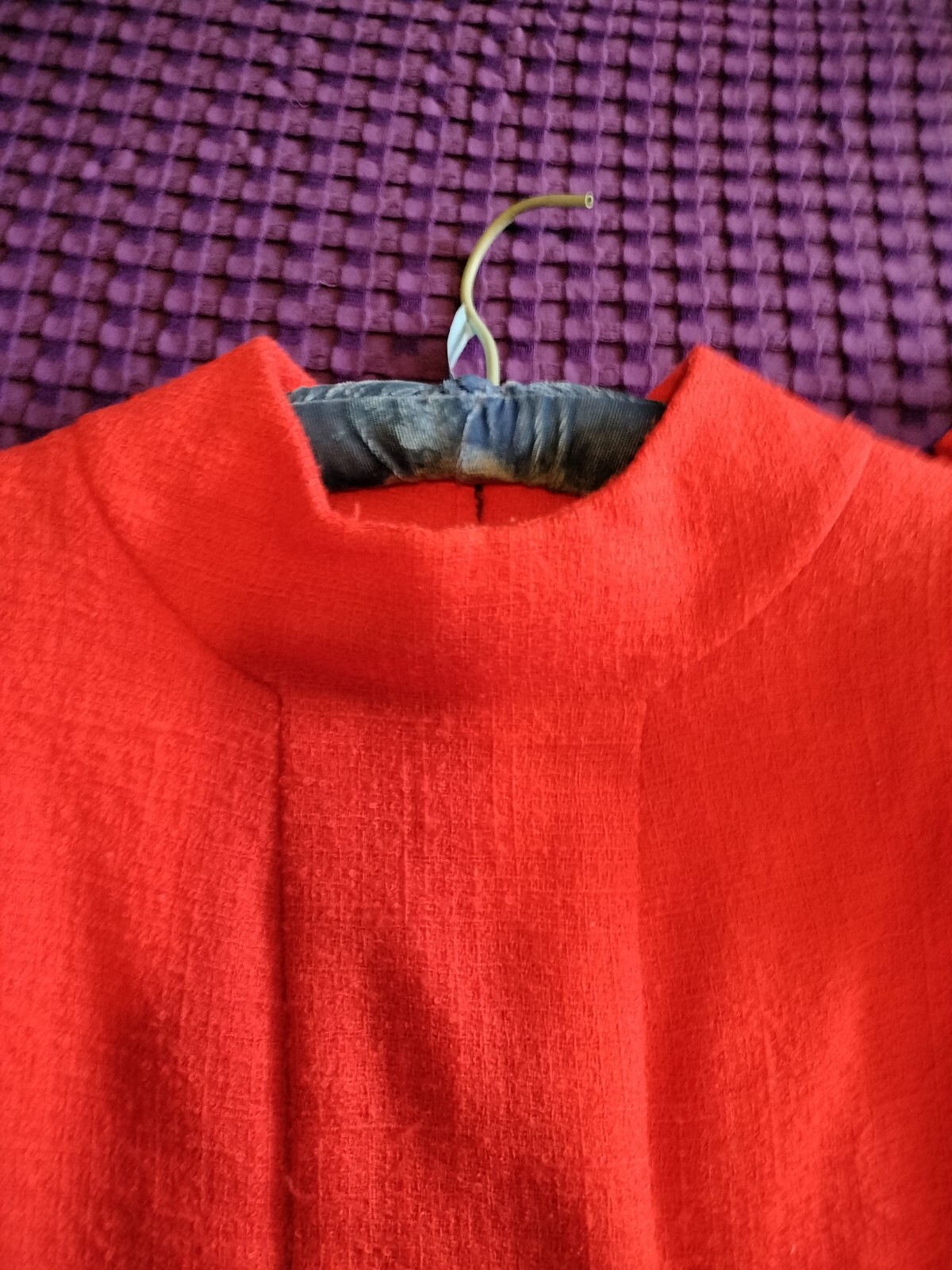 Vintage Imported Orange Wool Designer Copy Dress with Suede Belt