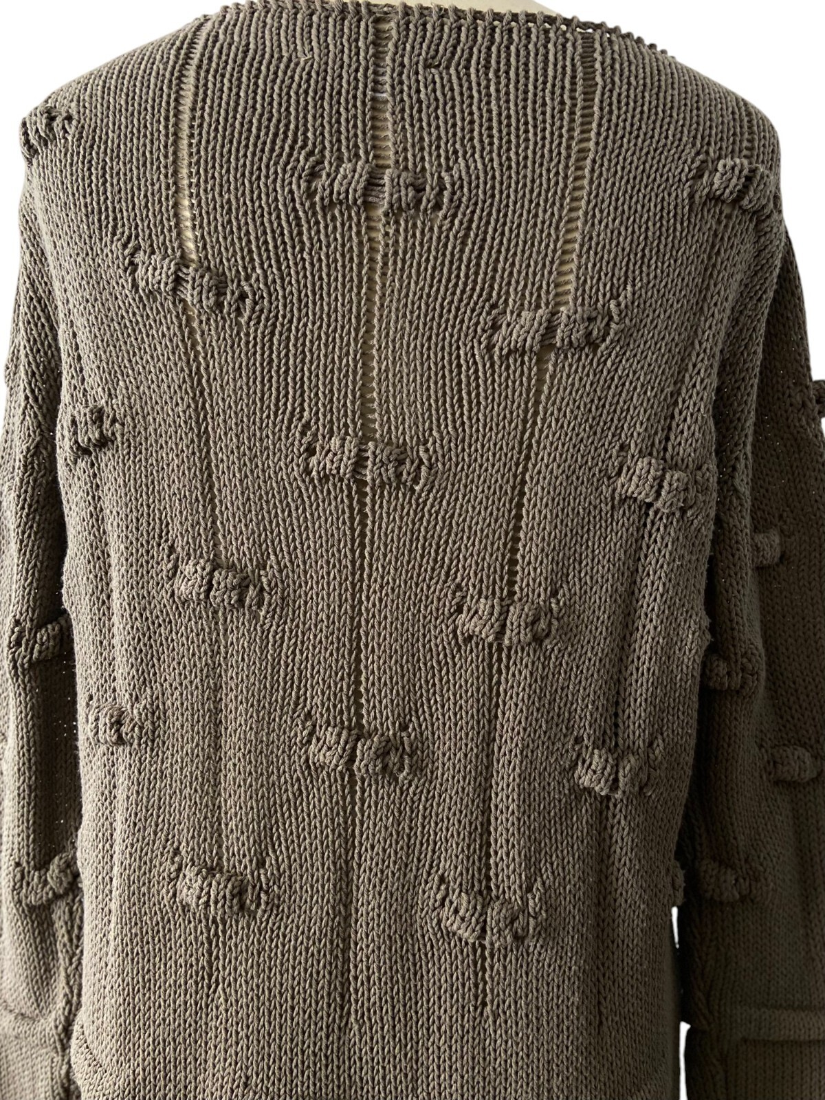 Women’s ’90s Vintage knit dress | Taupe cotton day dress made in Italy | Size M