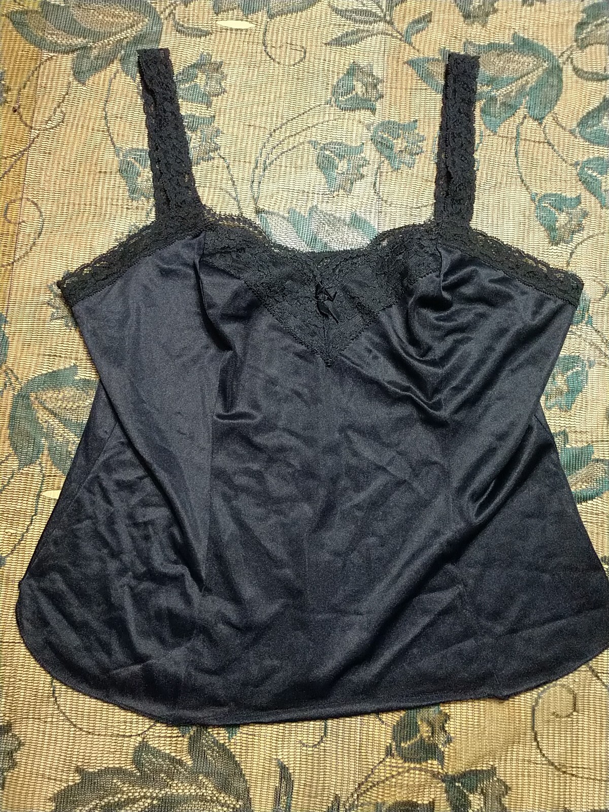 Vintage Olga Black Camisole Style 925 Pin-Up Boudoir Lace Straps Size LG