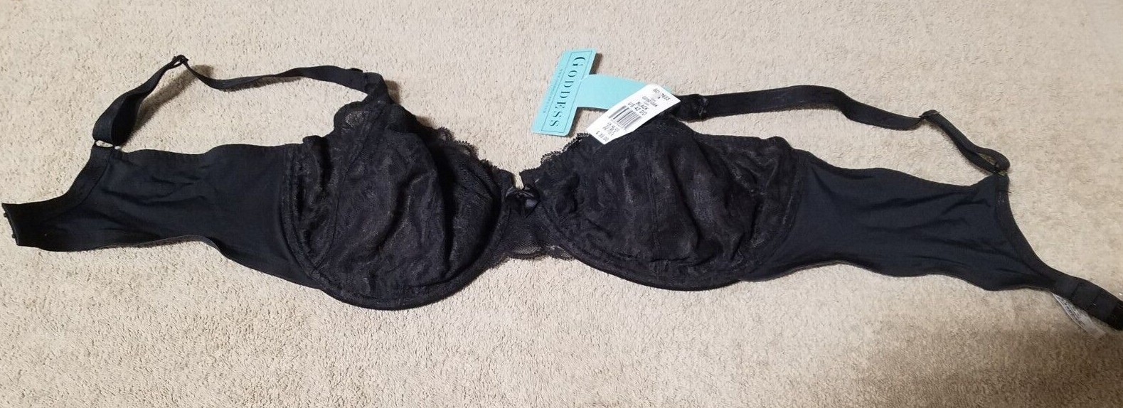Vtg New NWT NOS Goddess Style 5010 Bra Underwire Ivory Black Sz C, D, DD, DDD