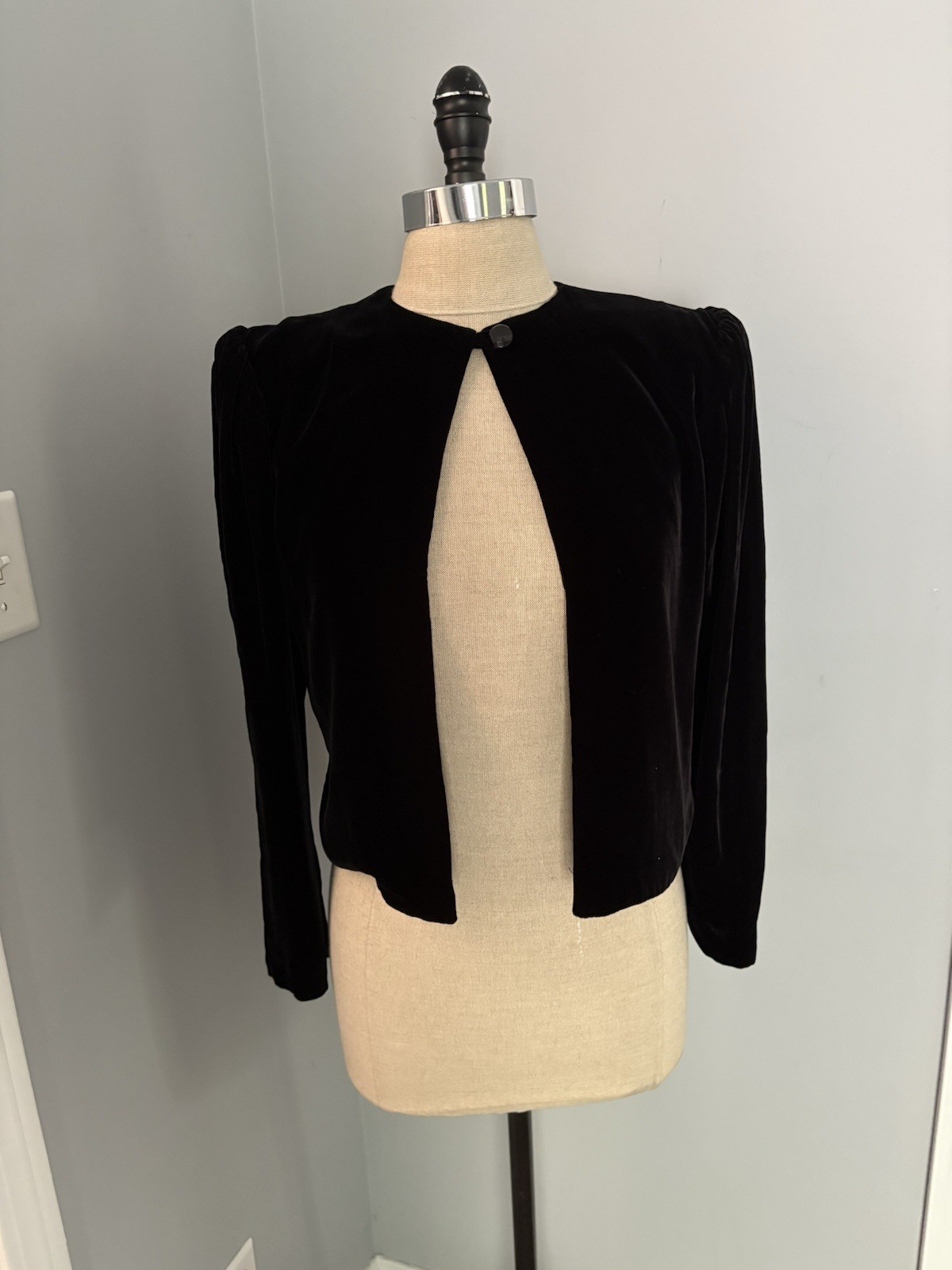 Vintage 80s Jessica McClintock Silk Velvet Bolero Jacket Crop Shrug WhimsyGoth