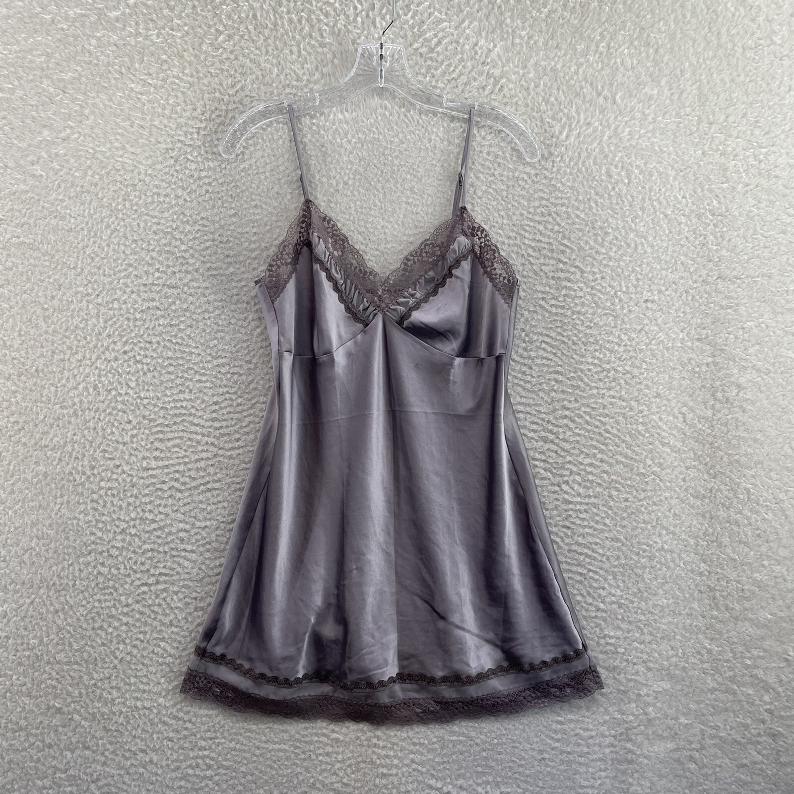 Y2K Vintage Victoria’s Secret Slip Dress M Medium Purple Satin Chemise Lingerie