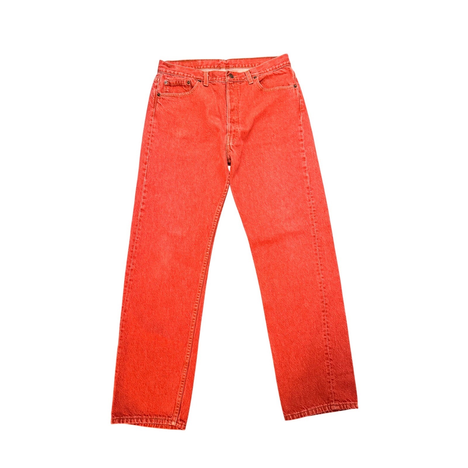 Vintage Levis 501 Red Denim Jeans Made in USA Button Fly Straight Leg W36 L32