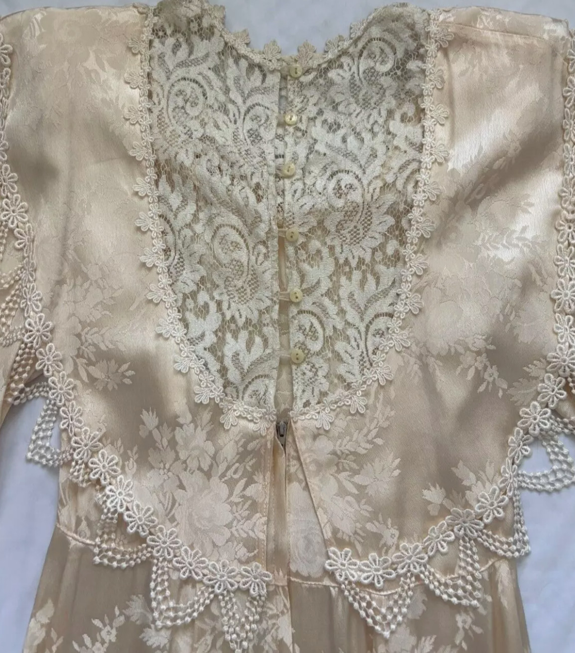 VTG Jessica McClintock Ivory Lace Wedding Dress Sz 4 / 6 Whimsigoth 80’s *READ