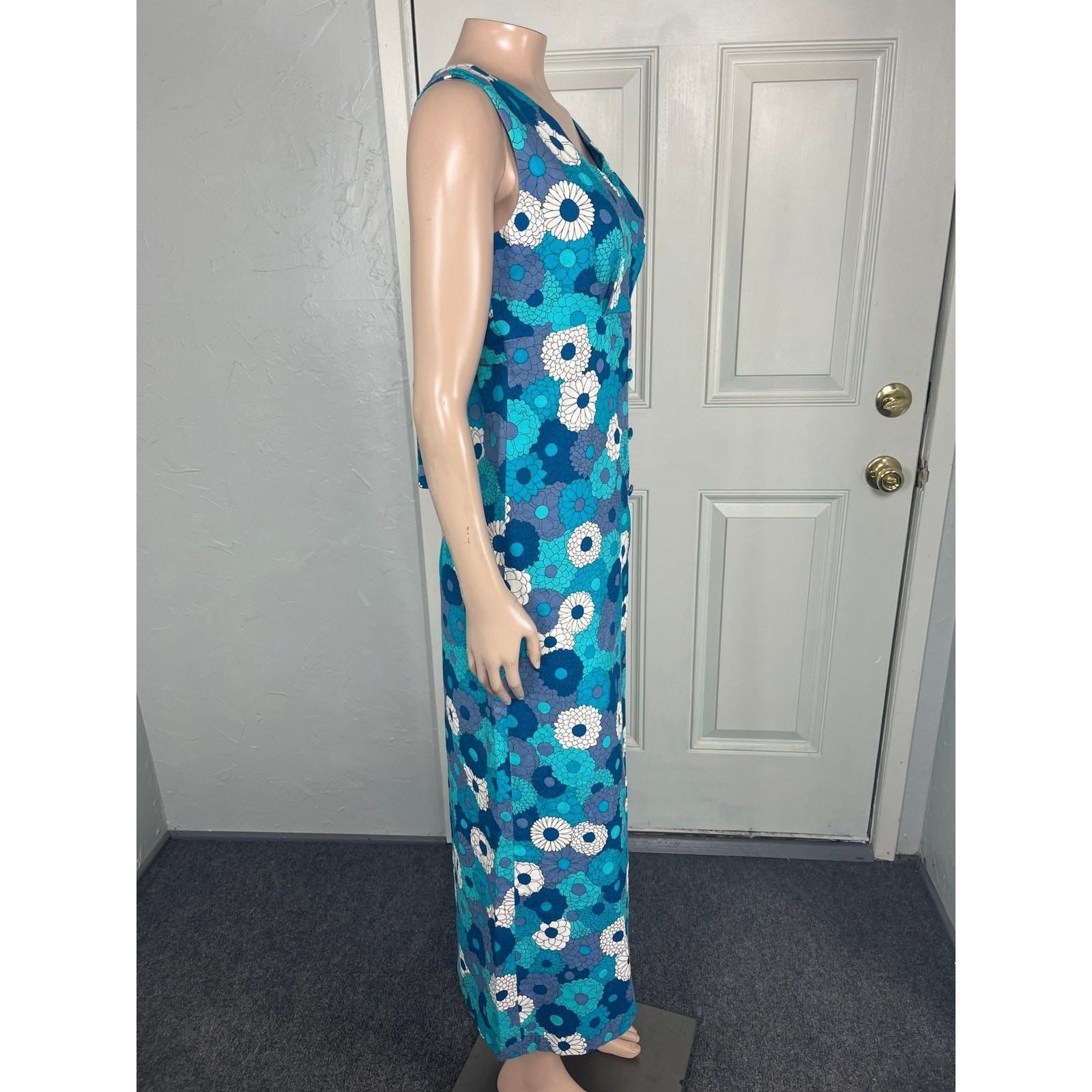 Vintage 60s 70’s Eleu Hawaii Women’s Dress Hawaiian Floral Retro Maxi Cotton YY4