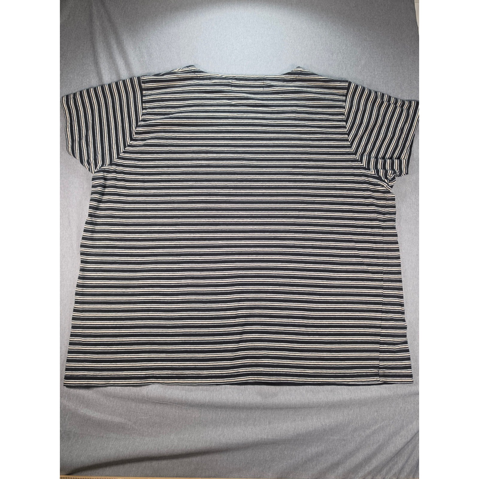 Vintage Victoria Jones Woman Safari Embroidered Striped T-Shirt Black 3X