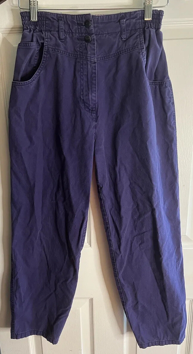 Izod Purple Pants Retro 80’s High Waisted Women’s Chinos 4 Elastic Vintage