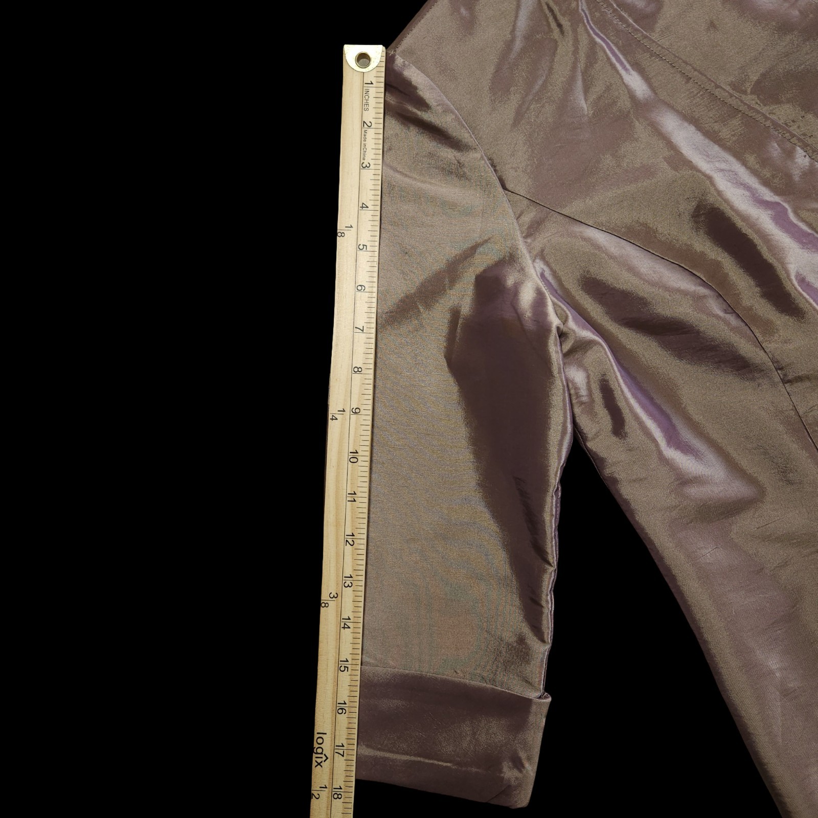 Vintage Alex Evenings Iridescent Taupe Purple Taffeta Wrap Blouse Top Size Small