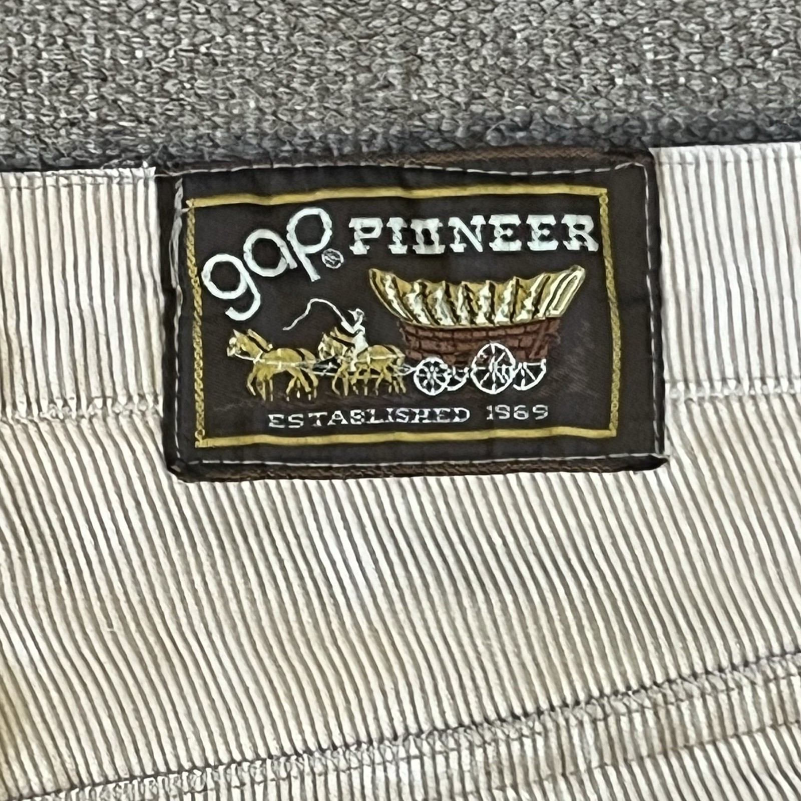 Vintage 80s Gap Pioneer Corduroy Pants Womens 28×30 Beige Distressed Cords