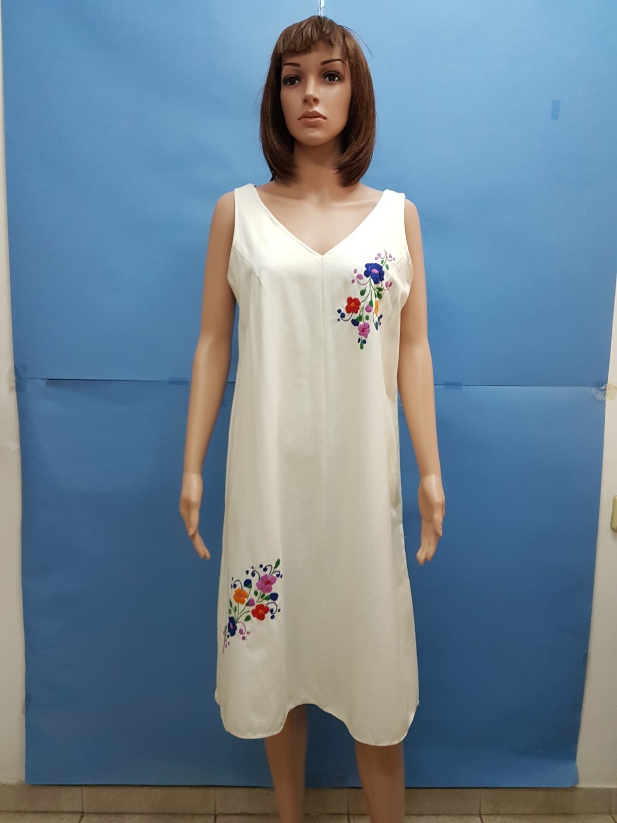 Vintage Hungarian Dress 100% Cotton Matyo Hand Made Embroidery Folk Top Rare L