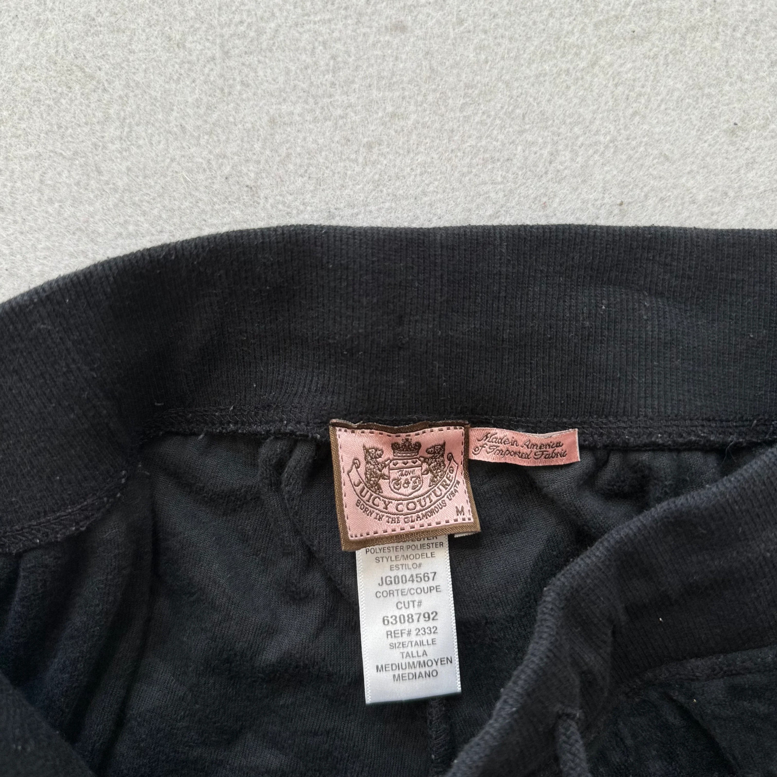 Juicy Couture Women’s Black Velour Flared Track Pant Drawstring Dog Logo Size M