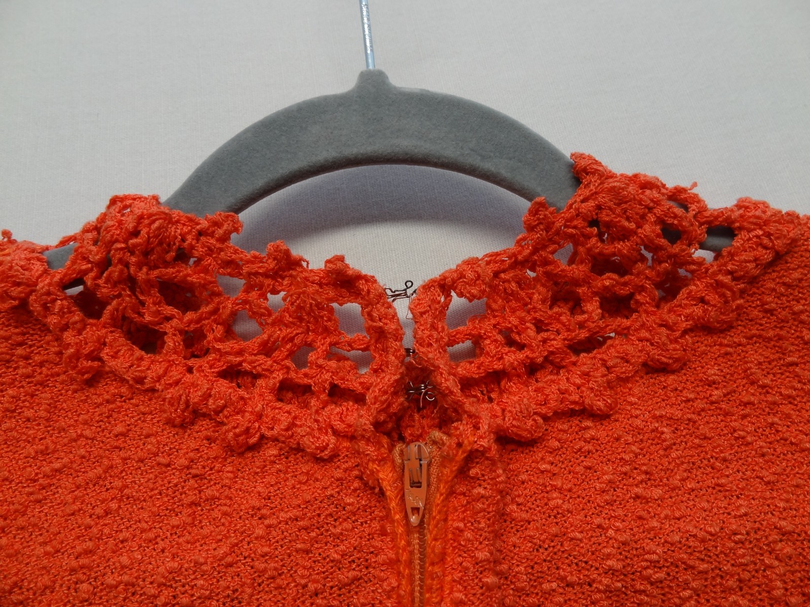 M Katrina Custom of California VTG Orange Knit Dress Evening Talon Long Sleeve