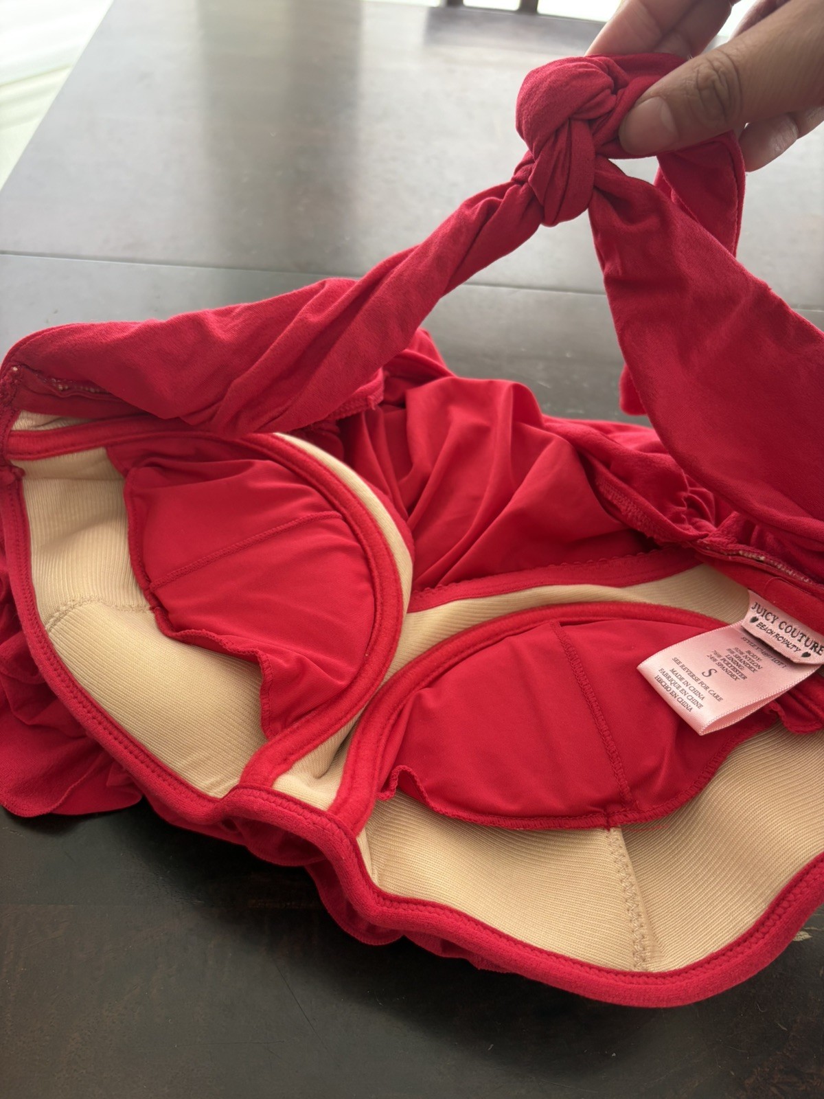 2000s Vintage DEADSTOCK Juicy Couture Cherry Red Swimsuit One Piece Y2K