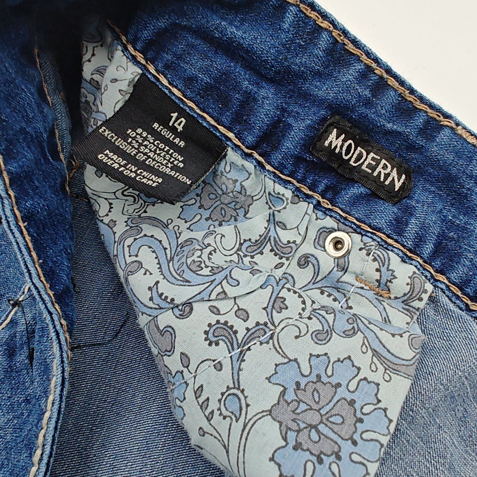 Rhythm In Blues Jeans Womens 14 Bootcut Flap Pocket Embellished Denim