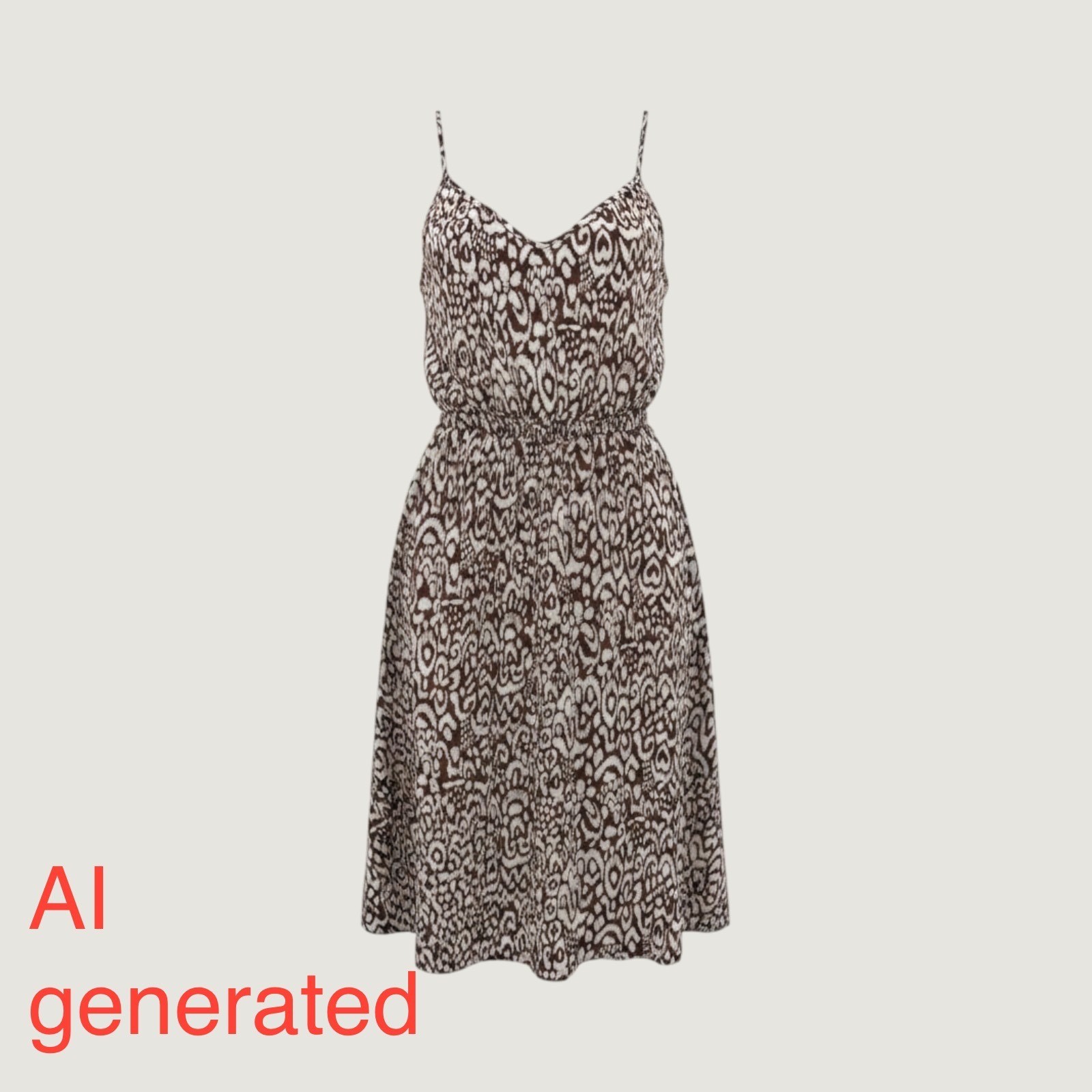 Vintage 2000s Brown Rayon Ikat Print Boho Midi Sundress XL L/XL