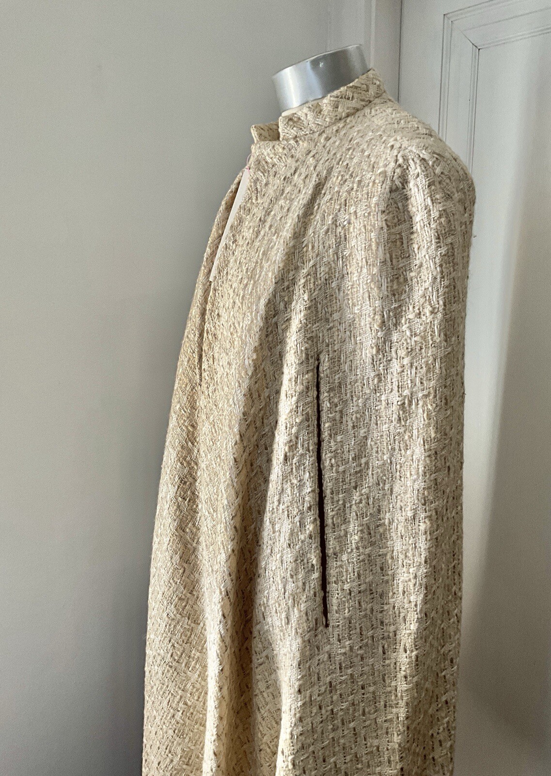 Vintage 1960’s Pauline Trigere Ivory Tweed Cape