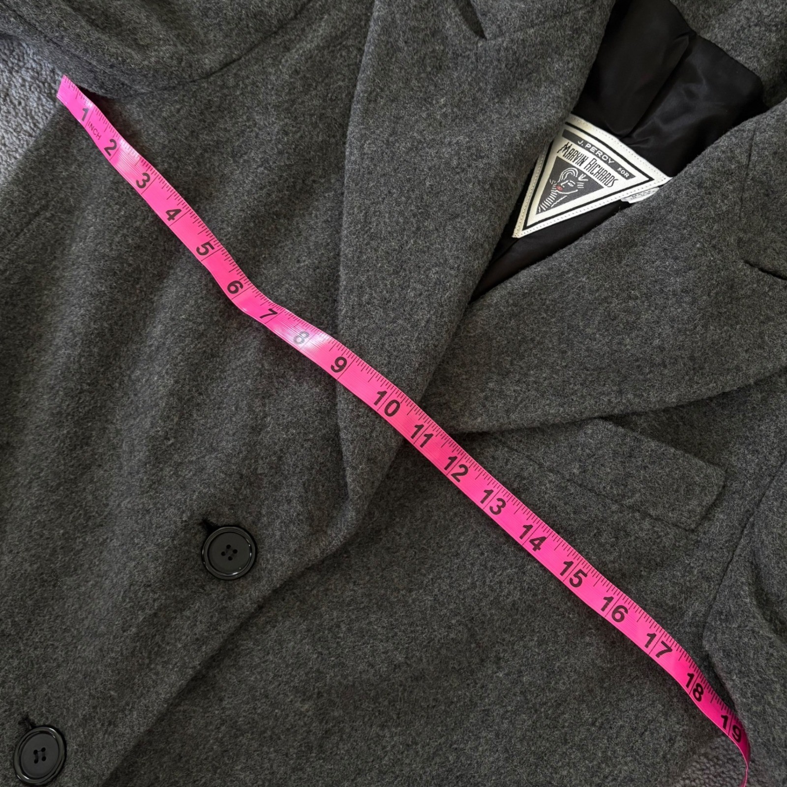 VTG J. Percy Marvin Richards Gray Lambswool Long Car Coat Classic S Quite Luxury