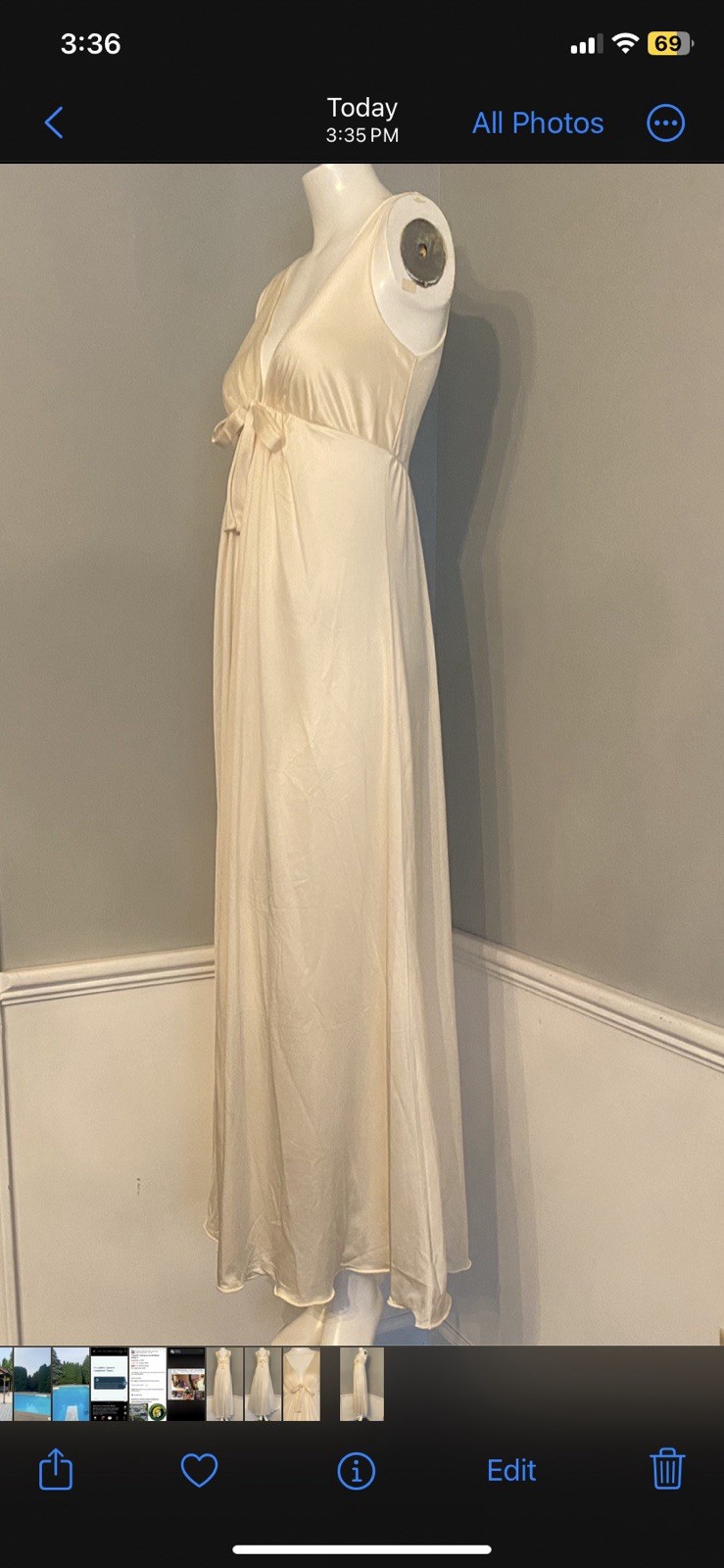 Vintage Olga Silky Nylon Semi Sheer Long Nightgown Size 34 New No Tags #9741