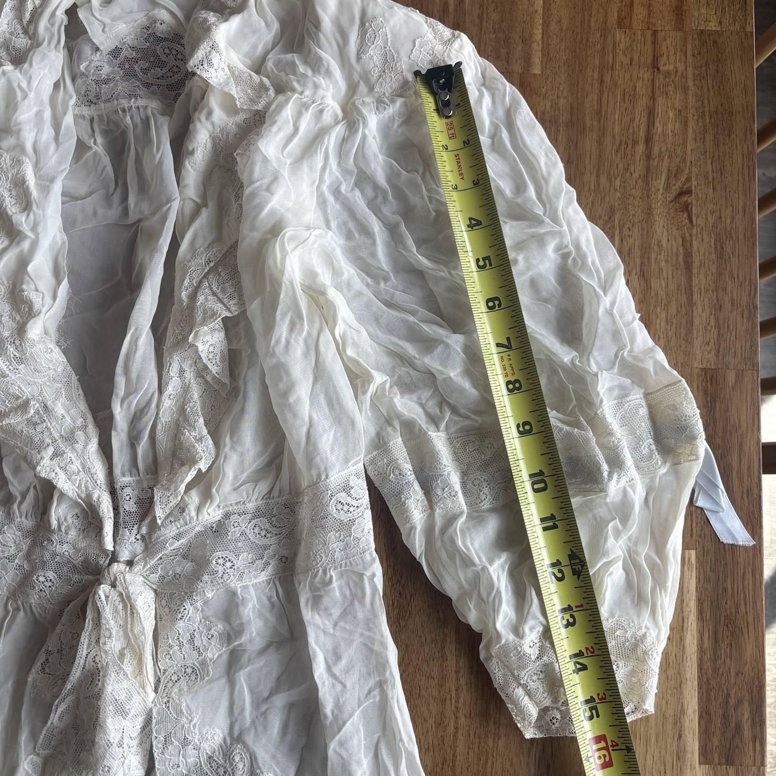 Vintage Edwardian Sheer Nightgown Lace Robe Ethereal Victorian Sheer FLAWS~AS IS
