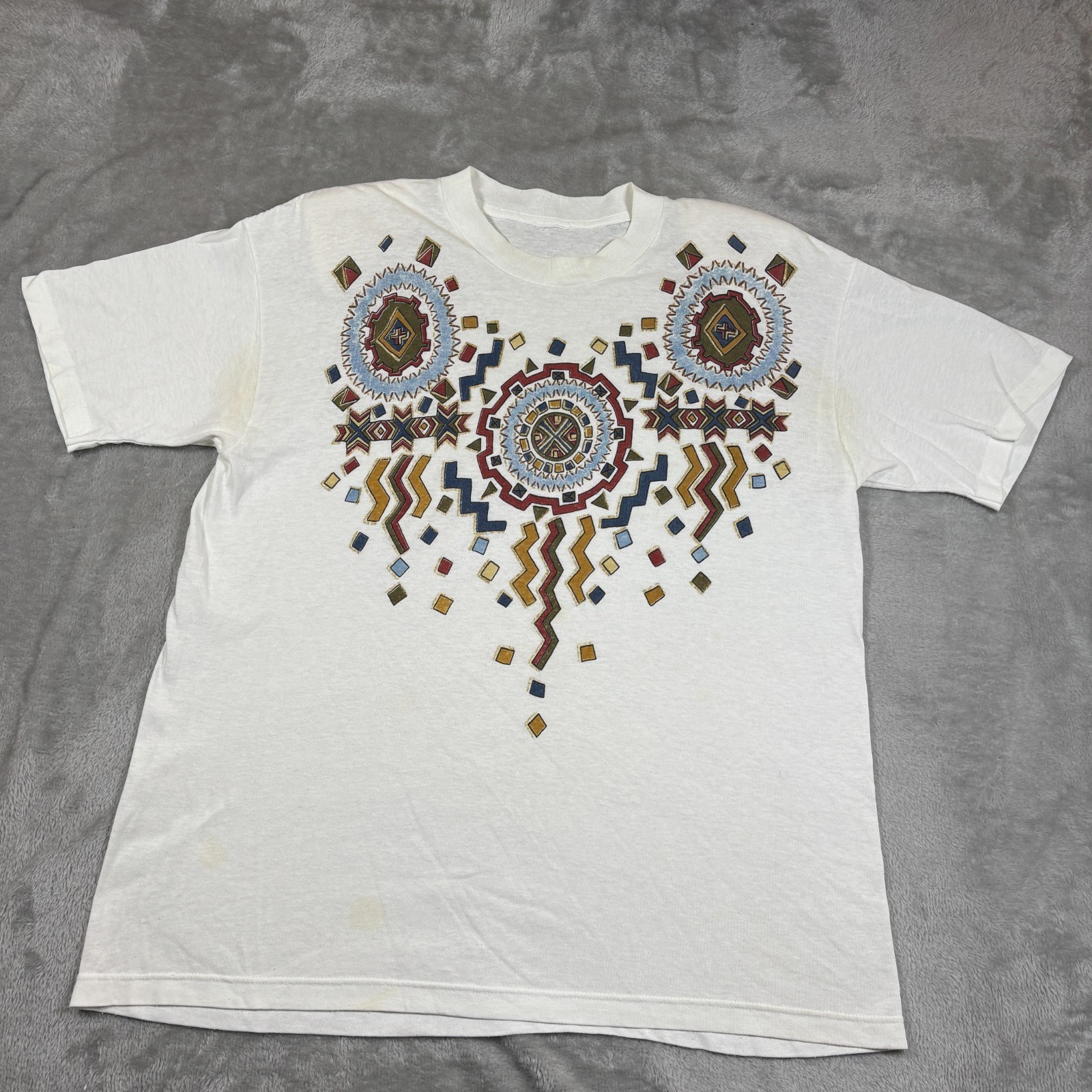 Vintage Aztec Shirt Womens Large Tribal Southwest Retro 80s 90s Native American