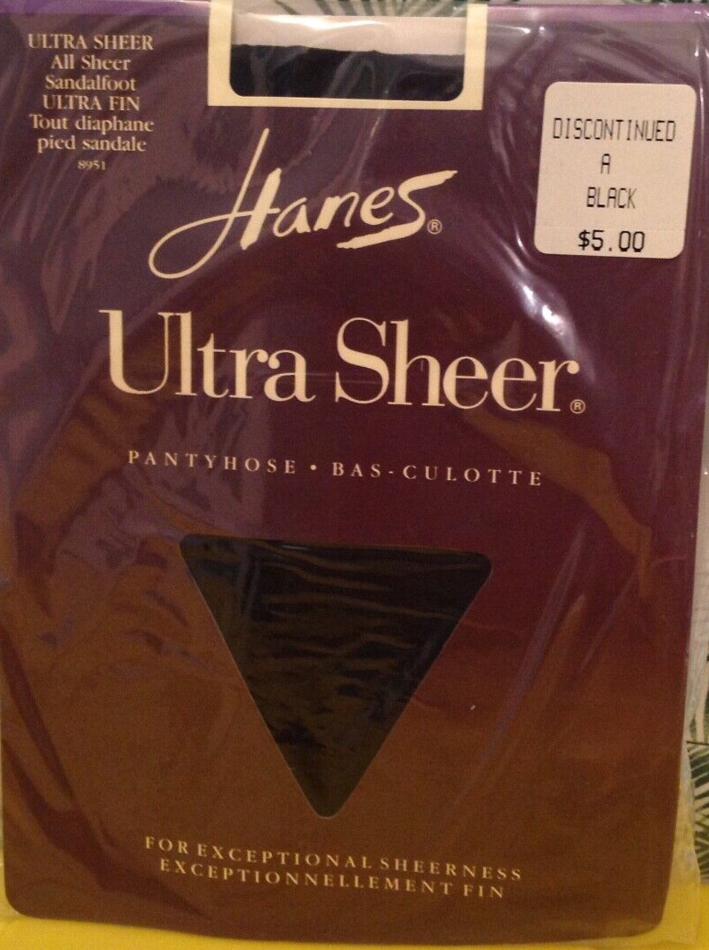 Vintage Pantyhose Hanes Ultra Sheer Color Black size A B003C