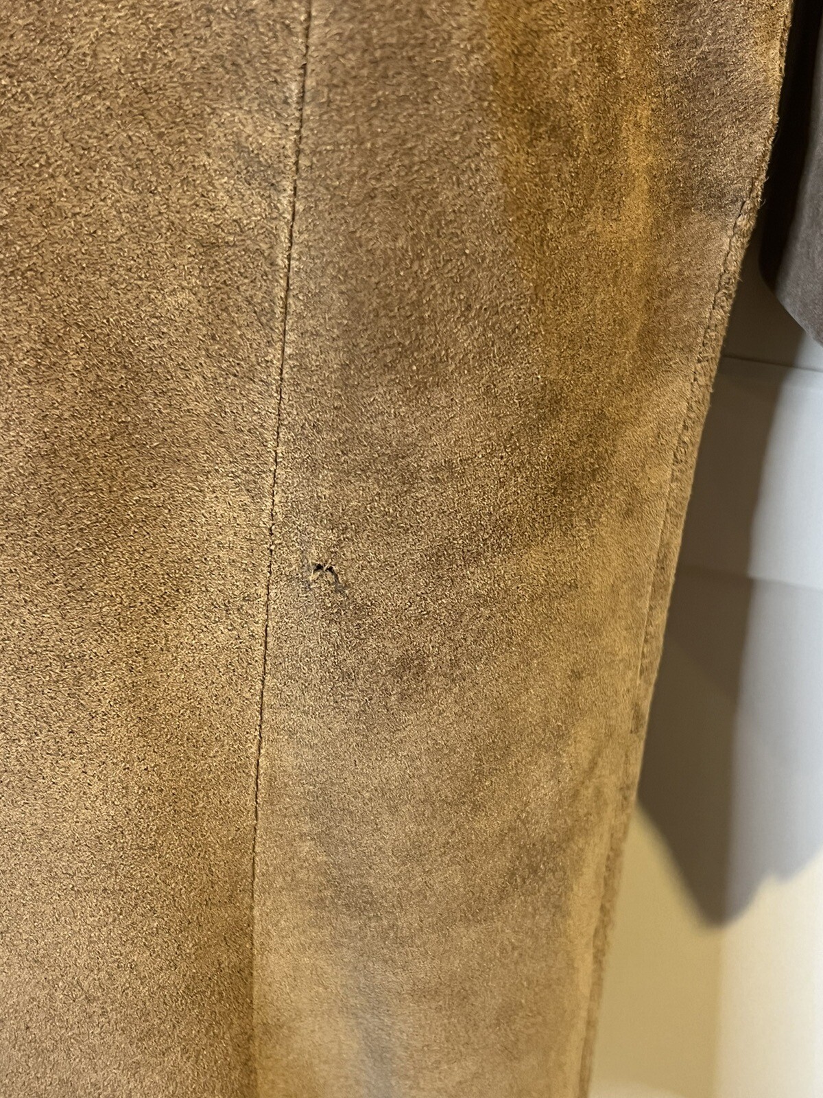 Suede Trench Coat Russet Brown Split End Ltd 70’s Medium Full Zip US Vintage