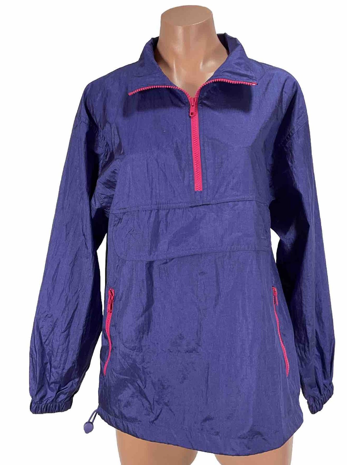 Vintage Passports 80s 90s Colorblock Purple Windbreaker Anorak Jacket Small