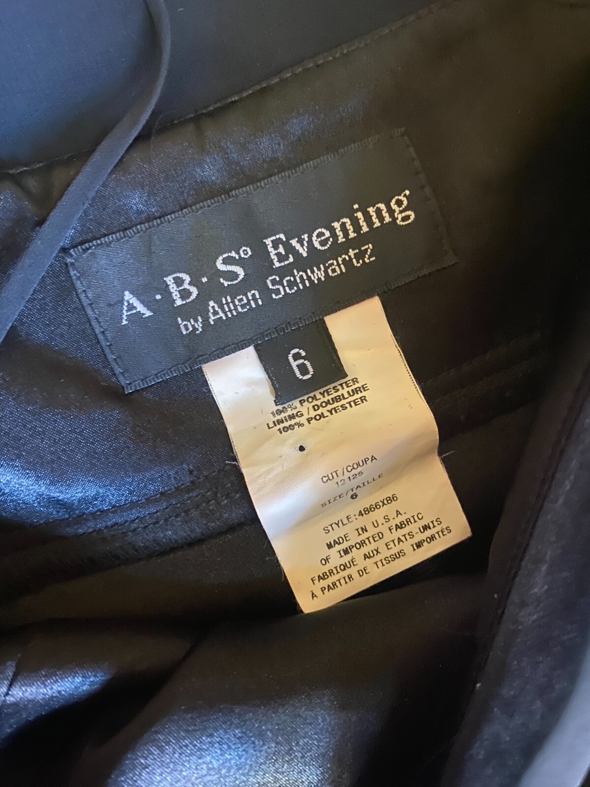 Vintage 1990s A.B.S. Evening Allen Schwartz Black Chiffon Ruffle Gown 6