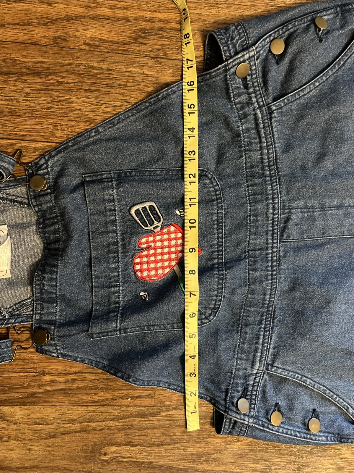 Mandal Bay Vintage 90s Denim Overalls XXL Applique Heart Hotdog Mustard Bee W