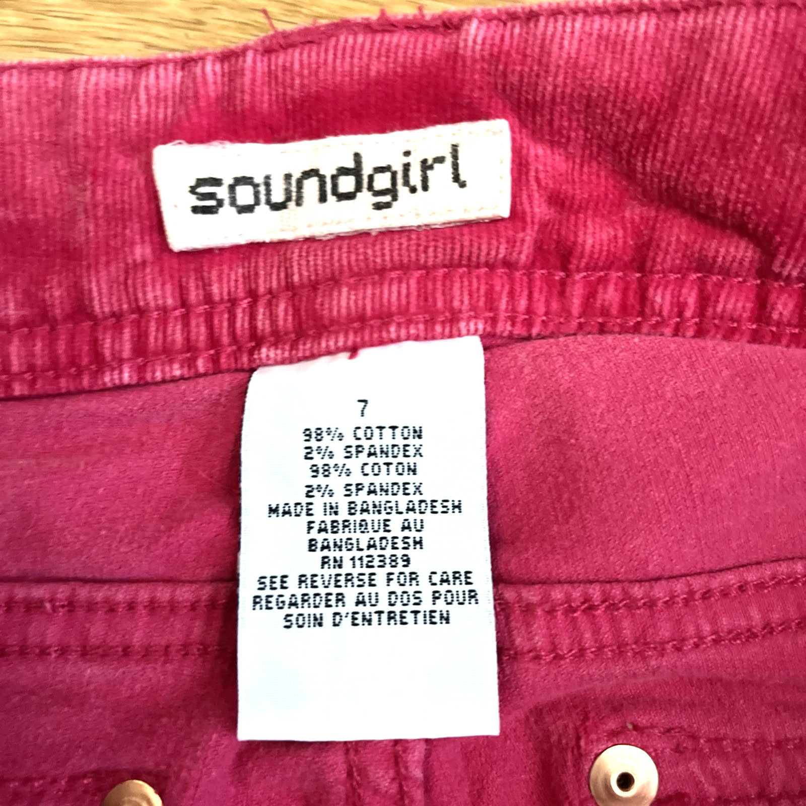 Vintage Soundgirl Pink Corduroy Skinny Leg Flared Pants Size 7 NWT Pockets Retro