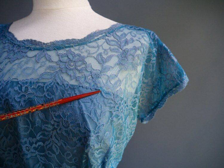 VTG 50s 60s Ferman O’Grady Blue Bombshell Pin Up Starlet Tiered Lace Dress L XL