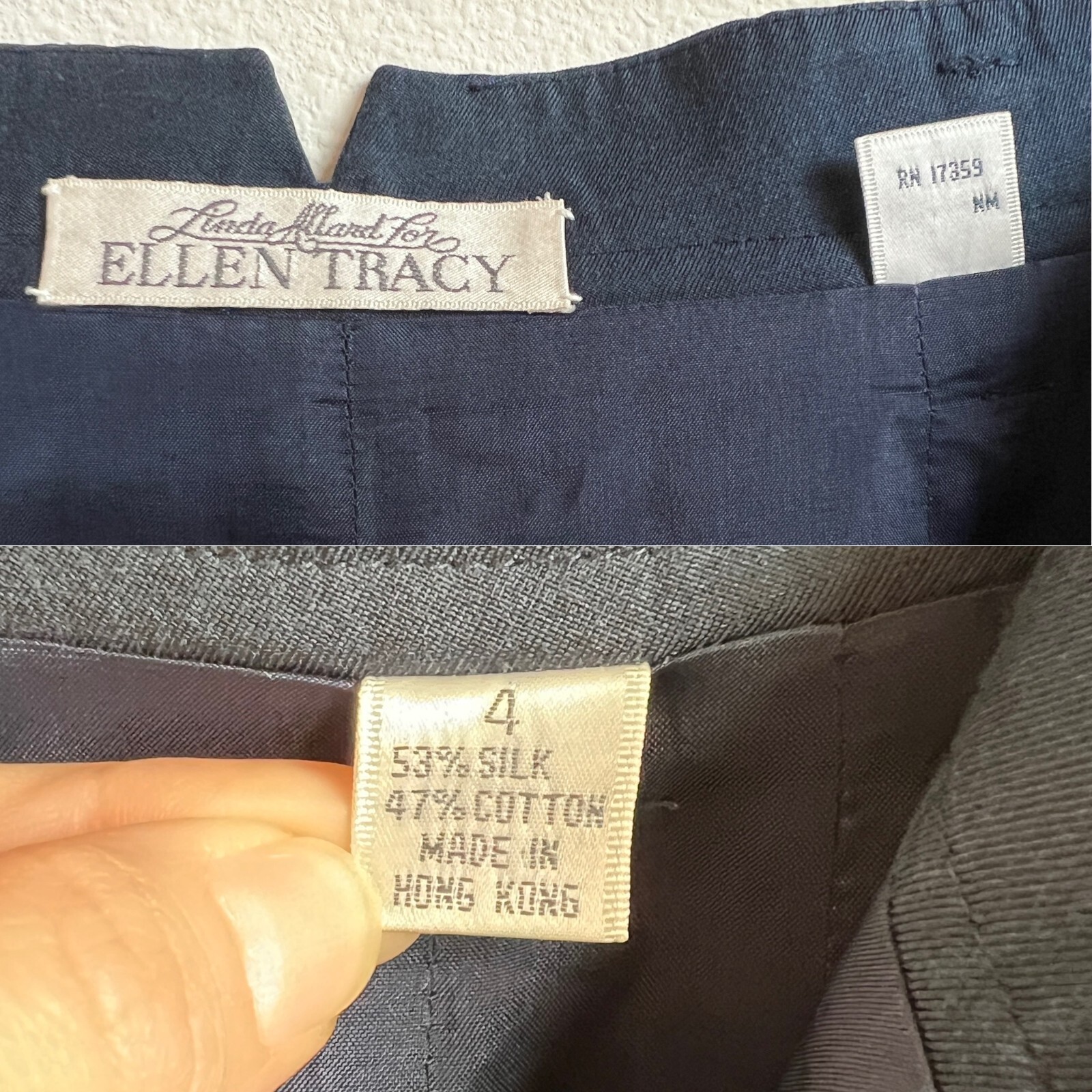 Vintage Navy Button Up Pencil Skirt – Blue Silk Cotton, Wiggle, Secretary Preppy
