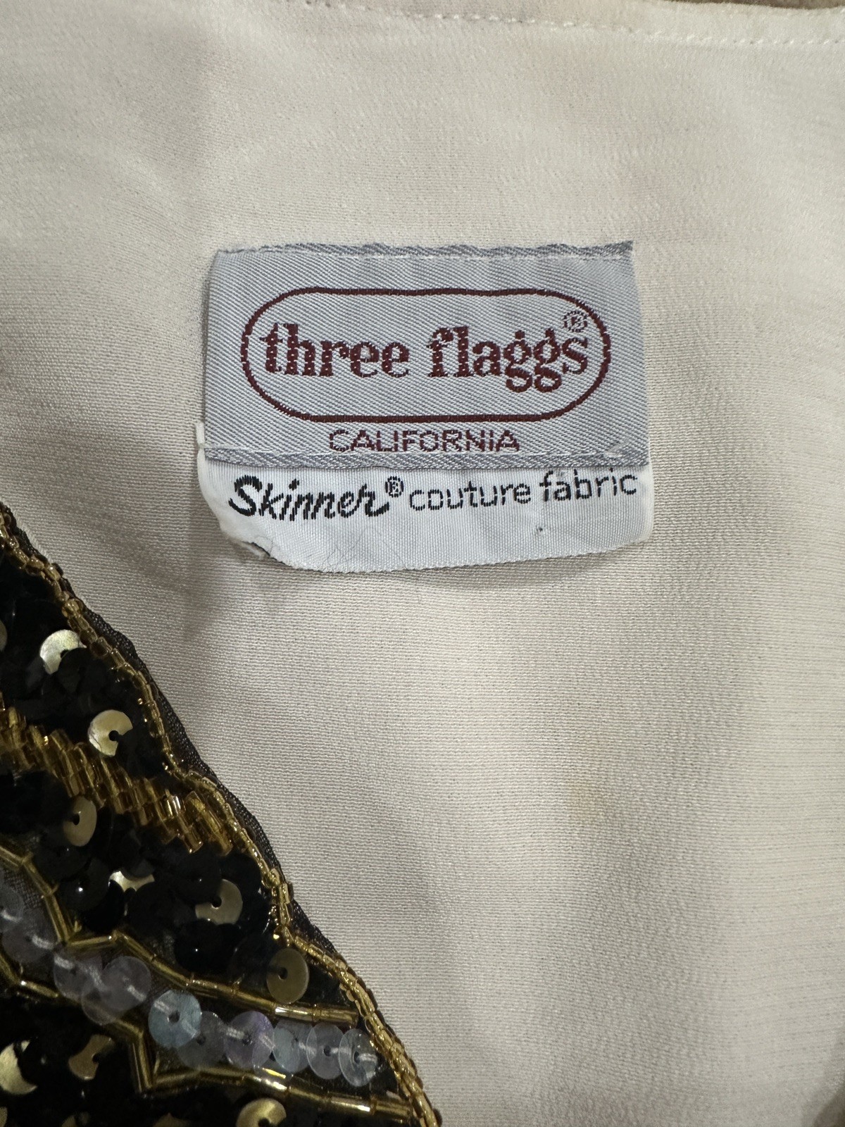 Vintage Three Flagg Gold Sequence, BlouseGlam V Neck Party, Work Theme
