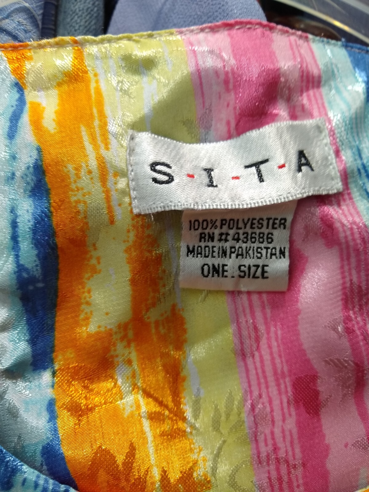 SITA ~ Floral Rainbow Striped V-Neck Kaftan Dress Moo Moo – One Size – Vtg 70’s