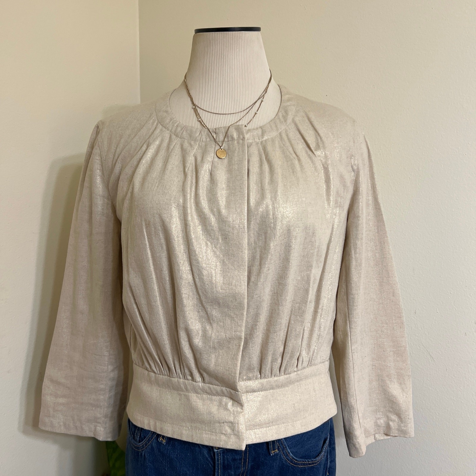 Worthington Cotton Linen Blend Top Size Small