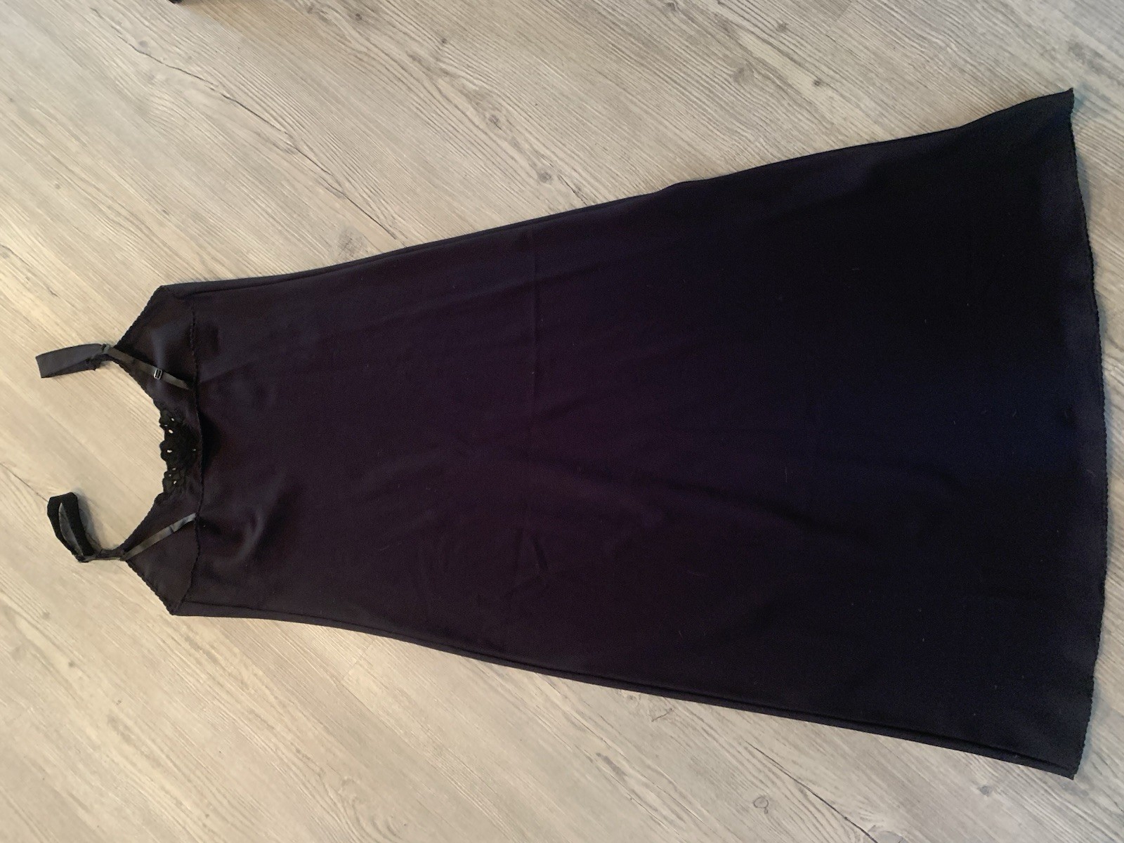 Vanity Fair Vintage Long Black Full Slip Dress 34 32”/40 Adjustable Strap 10-631